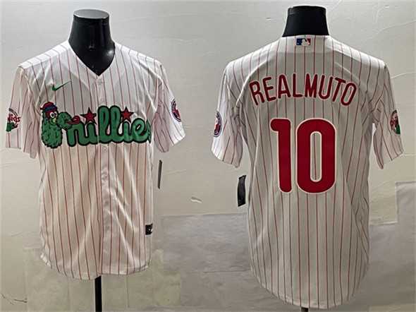 Men%27s Philadelphia Phillies #10 J.T. Realmuto White Phanatic Cool Base Stitched Jersey->philadelphia phillies->MLB Jersey